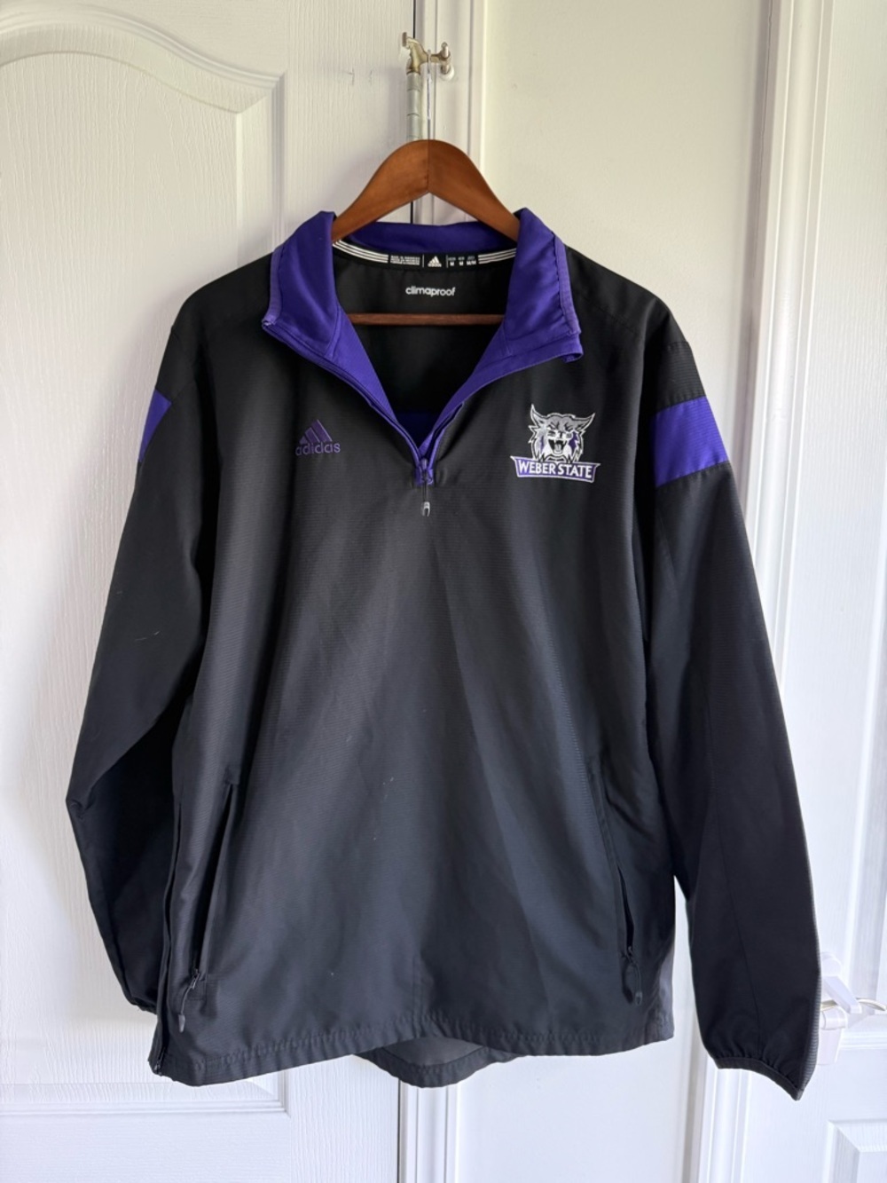 adidas Black & Purple Weber State ClimaProof Quarter-Zip Windbreaker